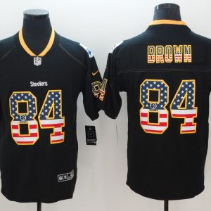 Nike 2018 Pittsburgh Steelers #84 Brown USA Flag Fashion Black Color Rush Limited Jersey