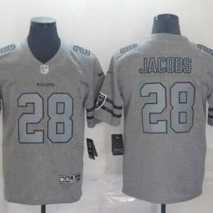 Men's Raiders #28 Josh Jacobs 2019 Gray Gridiron Team Logo Limited Jersey