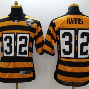 NFL Pittsburgh Steelers #32 Harris Throwback Yellow Black Jersey with 80th Patch