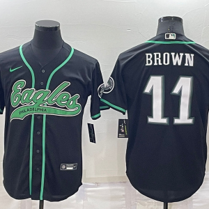 Men's Philadelphia Eagles #11 A. J. Brown Black Baseball Nike Jersey