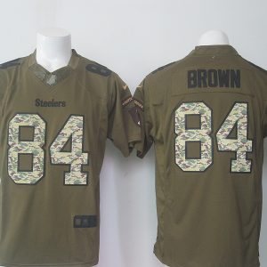 New Pittsburgh Steelers #84 Brown Green Salute To Service Limited Jersey