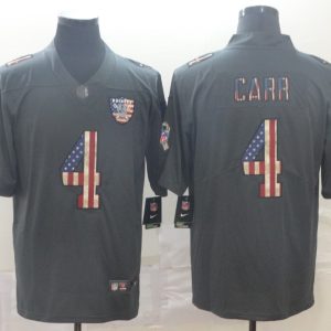 Men's Raiders #4 Derek Carr Grey 2019 Salute To Service USA Flag Fashion Limited Jersey