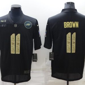 Men's Philadelphia Eagles #11 A. J. Brown Black Camo Salute To Service Limited Jersey