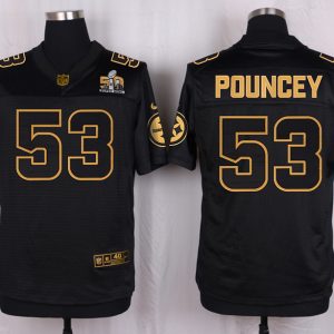 Mens Pittsburgh Steelers #53 Pouncey Pro Line Black Gold Collection Jersey