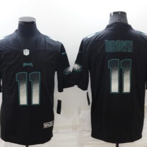 Men's Philadelphia Eagles #11 A. J. Brown Black Smoke Fashion Limited Jersey