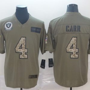 Men's Raiders #4 Derek Carr 2019 Olive/Camo Salute To Service Limited Jersey