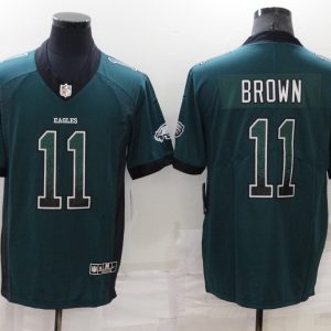 Men's Philadelphia Eagles #11 A. J. Brown Green Fashion Color Rush Limited Jersey