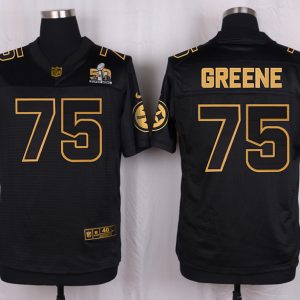 Mens Pittsburgh Steelers #75 Greene Pro Line Black Gold Collection Jersey