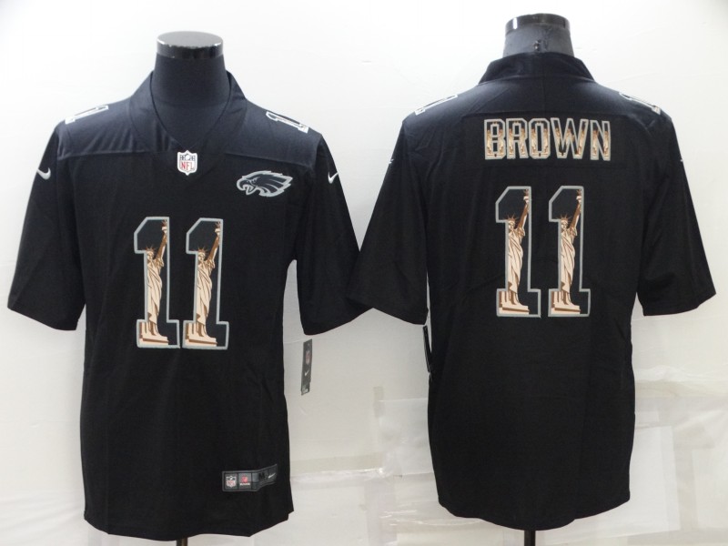 Men's Philadelphia Eagles #11 A. J. Brown Black Statue Of Liberty Limited Jersey