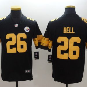 New Nike Pittsburgh Steelers 26 Bell Navy Black Color Rush Limited Jersey