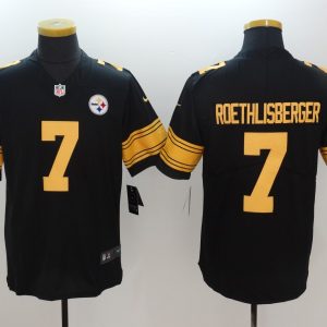 New Nike Pittsburgh Steelers 7 Roethlisberger Navy Black Color Rush Limited Jersey