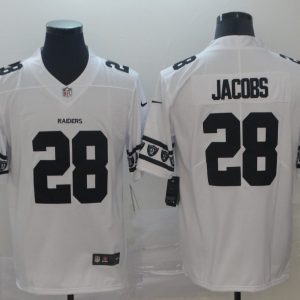 Men's Raiders #28 Josh Jacobs White 2019 Team Logo Cool Edition Stitched Jersey