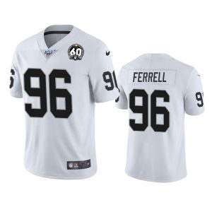 Men's Oakland Raiders #96 Clelin Ferrell White100th Season With 60 Patch Vapor Limited