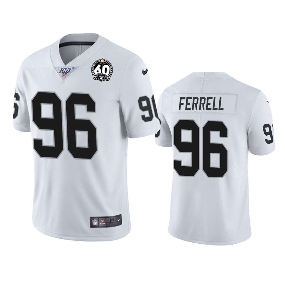 Men's Oakland Raiders #96 Clelin Ferrell White100th Season With 60 Patch Vapor Limited