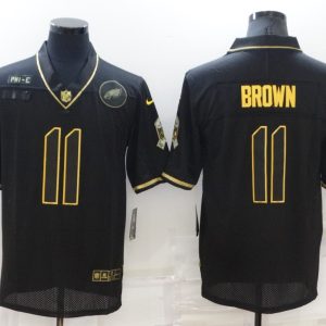 Men's Philadelphia Eagles #11 A. J. Brown Black/Gold Salute To Service Limited Jersey