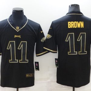 Men's Philadelphia Eagles #11 A. J. Brown Black/Gold Salute To Service Limited Jersey