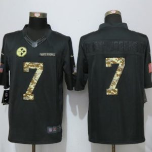 New Pittsburgh Steelers 7 Roethlisberger Anthracite Salute To Service Limited Jersey