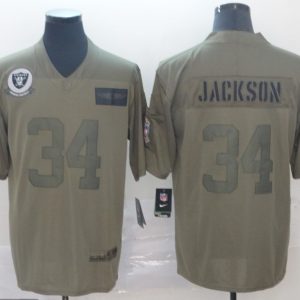 Nike Raiders #34 Bo Jackson 2019 Olive Salute To Service Limited Men Jersey