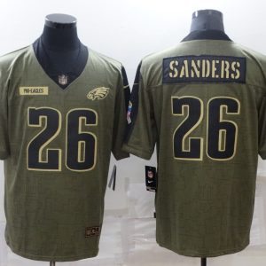 Philadelphia Eagles #26 Sanders 2021 Olive Salute To Service Limited Jersey