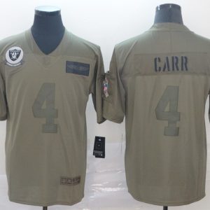 Nike Raiders #4 Derek Carr Olive 2019 Salute To Service Limited Men Jersey