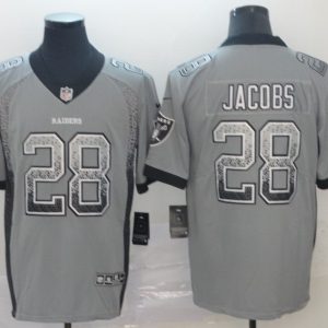 Nike Oakland Raiders#28 Josh Jacobs Grey Drift Fashion Color Rush Limited Jersey