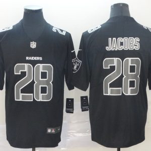 Nike Oakland Raiders #28 Josh Jacobs Fashion Impact Black Color Rush Limited Jersey