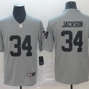 Nike Raiders #34 Bo Jackson Grey Inverted Legend Men Jersey