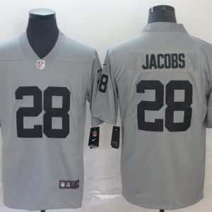 Nike Raiders #28 Josh Jacobs Grey Inverted Legend Men Jersey