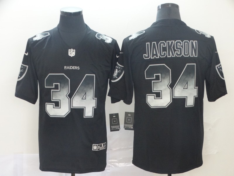 Oakland Raiders #34 Bo Jackson 2019 Black Smoke Fashion Limited Men Jersey