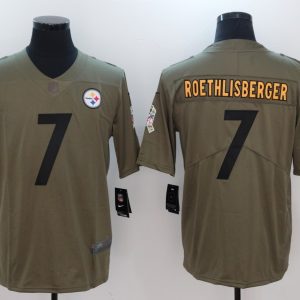 Mens Pittsburgh Steelers #7 Roethlisberger Olive Salute to Service Limited Jersey