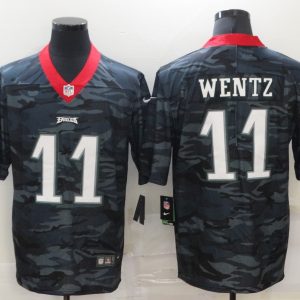 Men's Philadelphia Eagles #11 Carson Wentz 2020 Black Camo Limited Jersey