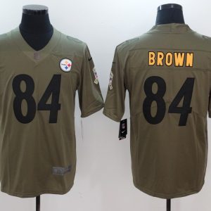 Mens Pittsburgh Steelers #84 Brown Olive Salute to Service Limited Jersey
