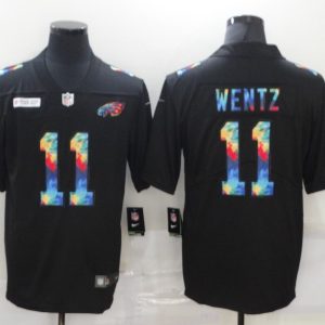 Men's Philadelphia Eagles #11 Carson Wentz 2020 Black Crucial Catch Limited Jersey