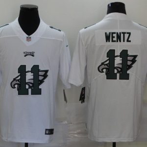 Men's Philadelphia Eagles #11 Carson Wentz White Shadow Logo Limited Jersey