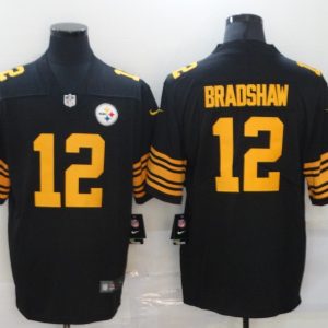 NFL Pittsburgh Steelers #12 Bradshaw Black Vapor Limited Jersey
