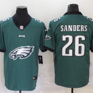 Men's Philadelphia Eagles #26 Miles Sanders Green Team Big Logo Number Vapor Untouchable Limited Jersey