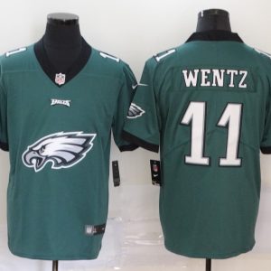 Men's Philadelphia Eagles #11 Carson Wentz Green Team Big Logo Number Vapor Untouchable Limited Jersey