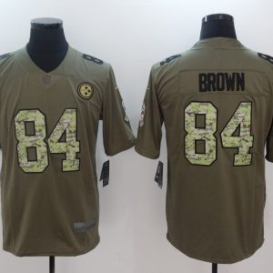 NFL Pittsburgh Steelers #84 Brown Olive Salute to Service Vapor Limited Jersey