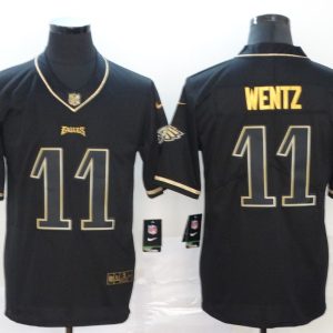 Men's Philadelphia Eagles #11 Carson Wentz Black 2019 Golden Edition Limited Jersey