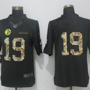 NEW Nike Pittsburgh Steelers 19 Smith-schuster Anthracite Salute To Service Limited Jersey
