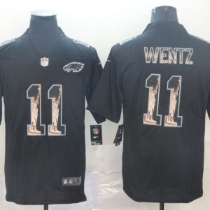 Men's Philadelphia Eagles #11 Carson Wentz 2019 Black Statue Of Liberty Limited Jersey