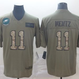 Men's Philadelphia Eagles #11 Carson Wentz 2019 Olive/Camo Salute To Service Limited Jersey