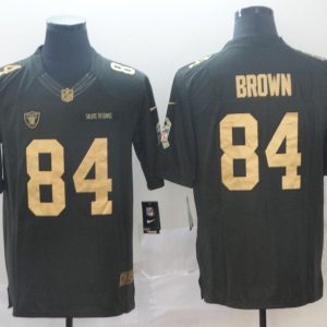 NFL Oakland Raiders #84 Brown Salute to Service Gold Number Jersey