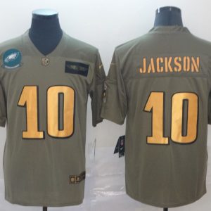 Men's Philadelphia Eagles #10 DeSean Jackson 2019 Olive/Gold Salute To Service Limited Jersey