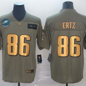 Men's Philadelphia Eagles #86 Zach Ertz 2019 Olive/Gold Salute To Service Limited Jersey