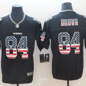 Nike 2018 Oakland Raiders #84 Brown USA Flag Fashion Black Color Rush Limited Jersey