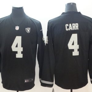 Men's Oakland Raiders #4 Derek Carr Teams Nike Therma Long Sleeve Jersey