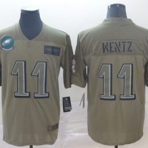 Nike Eagles #11 Carson Wentz 2019 Olive Salute To Service Limited Men Jersey