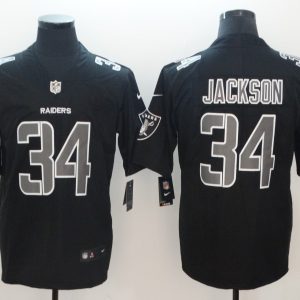 Nike 2018 Oakland Raiders #34 Bo Jackson Fashion Impact Black Color Rush Limited Jersey