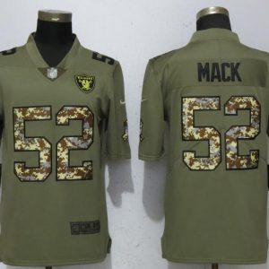 New Nike Oakland Raiders 52 Mack Olive/Camo Carson 2017 Salute to Service Limited Jersey